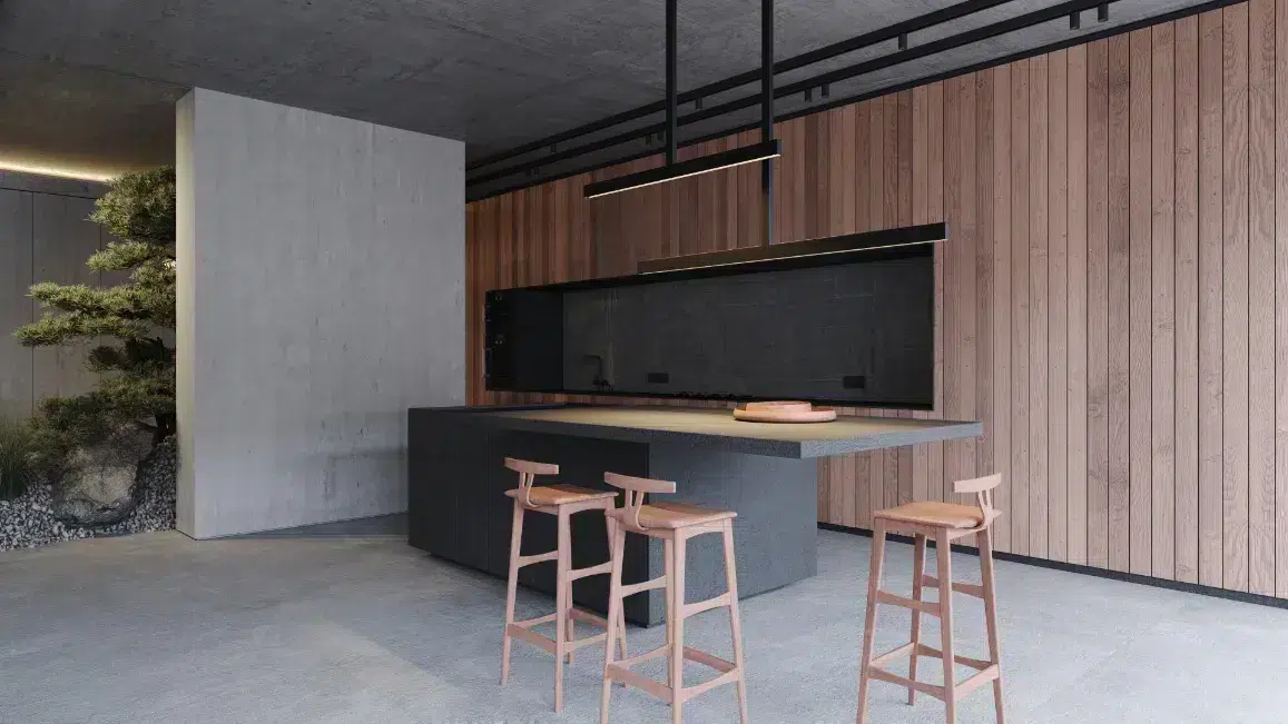 comptoir-de-cuisine-en-beton-quebec-design-moderne comptoir de cuisine en béton Québec avec bois