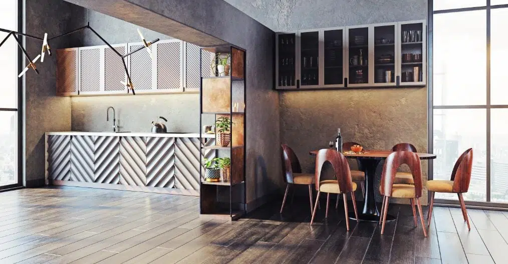 mur beton cuisine vue interieure motif gris art beton specialiste en beton decoratif au quebec