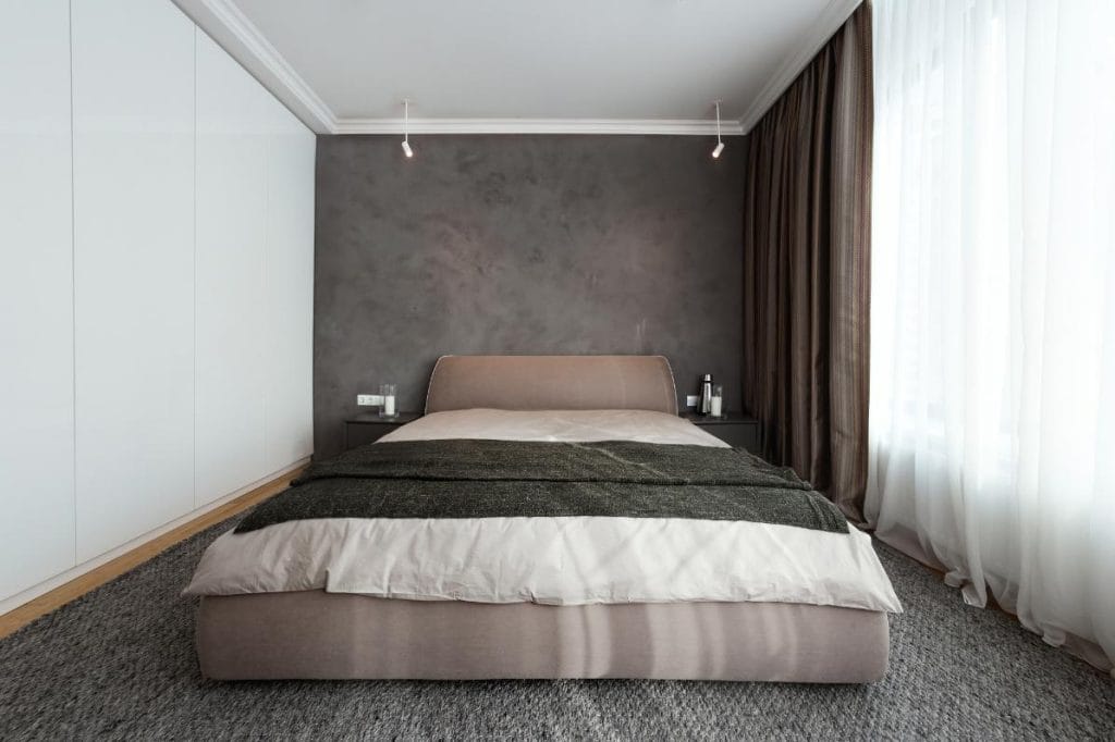 mur en beton decoratif chambre style moderne noir marron beige art beton specialiste en beton decoratif au quebec