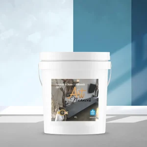 Bucket of semi-creamy blue natural lime paint