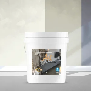 Bucket of semi-creamy grey natural lime paint