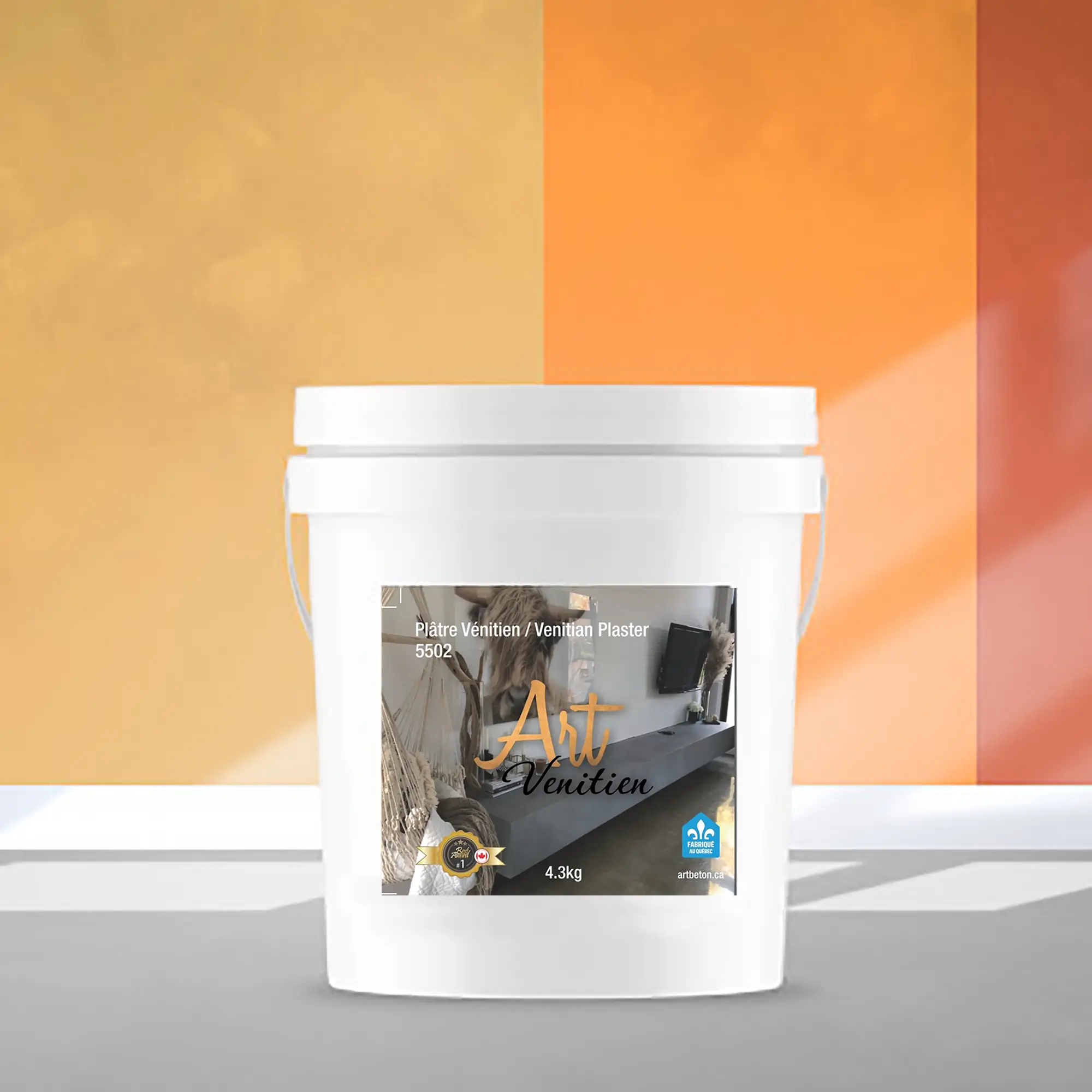 Seau de Plâtre Vénitien - Marrakech orange prêt pour la finition des murs